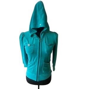 Juicy Couture Velour Zip-Up Hoodie Size S Y2K Early 2000s Iconic Fashion
